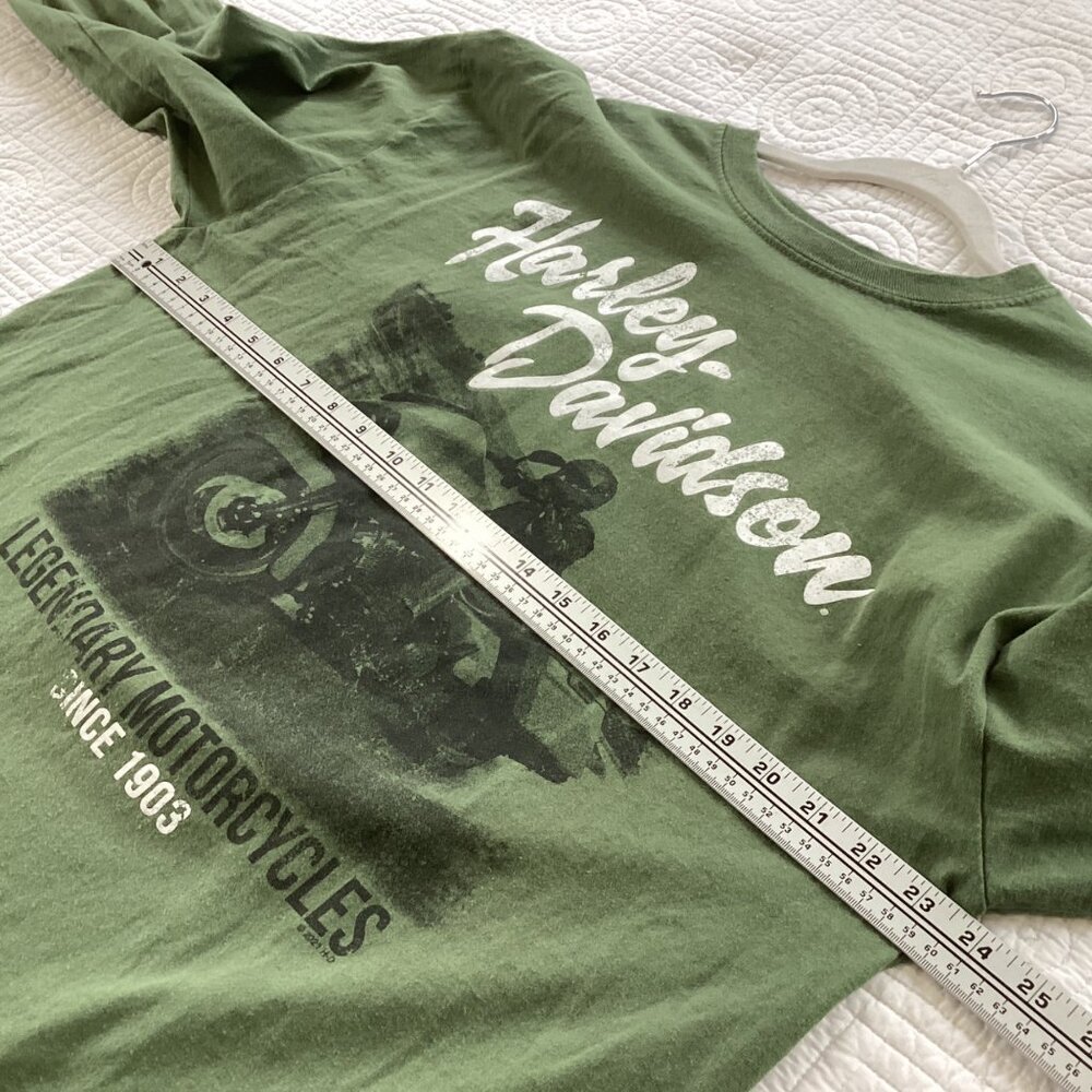Harley Davidson Men's Green T-shirt Graphic Biker Long Sleeves L Cancun Mexico - Picture 5 of 14